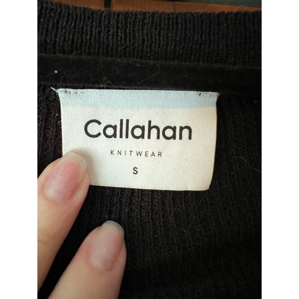 Callahan Knitwear Women's Button Up Linen Blend Sweater Long Sleeve Black Size S - Picture 7 of 9